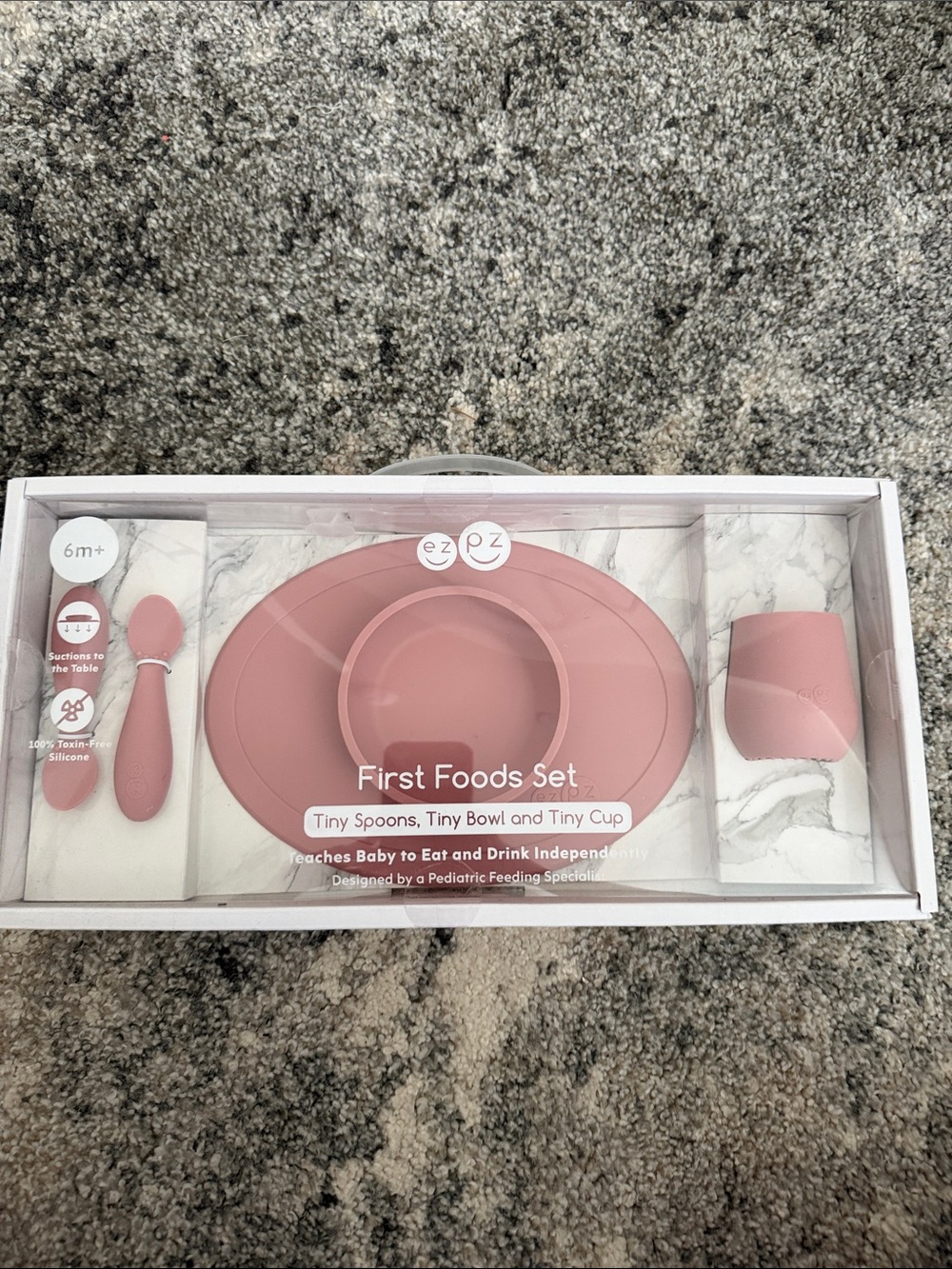 First Foods Set - Rose Pink Silicone Feeding Set